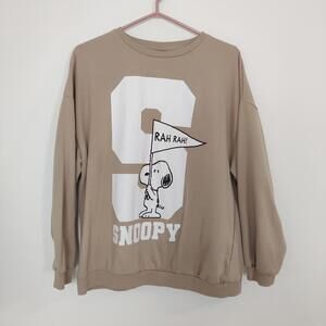 Peanuts Women's Tan Sweatshirt S Snoopy Size XL Gorpcore Streetwear Oversized